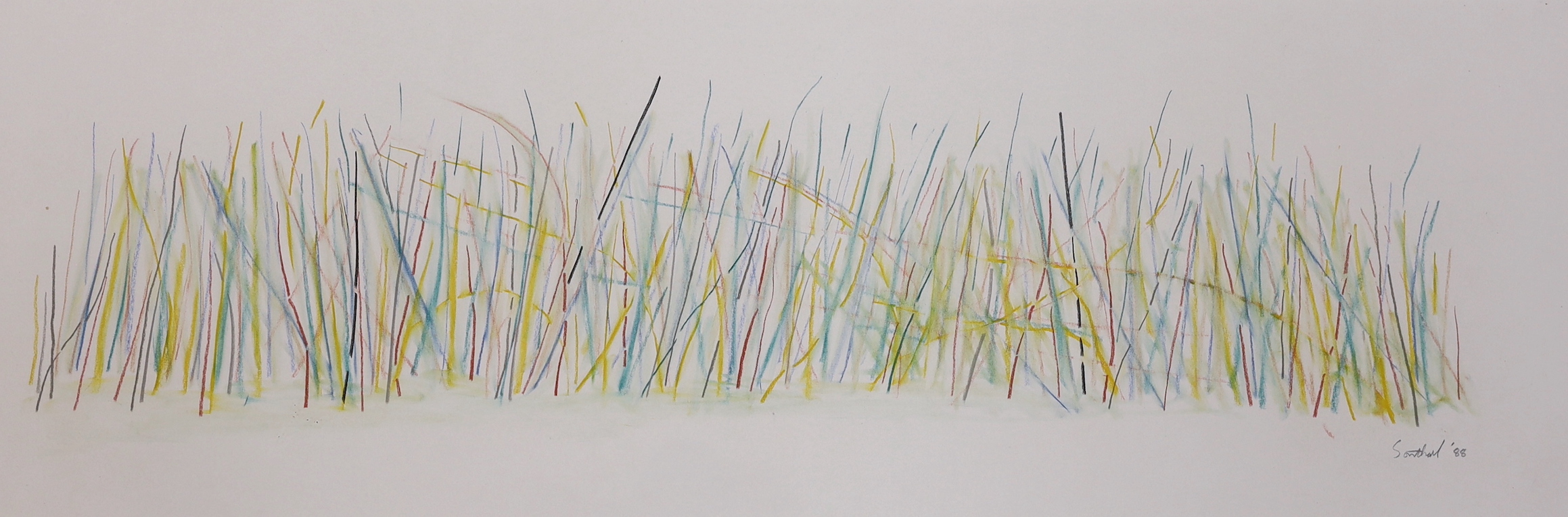 Andrew Southall (Australian, contemporary), abstract, 'Lawn', signed and dated ‘88, 26 x 81cm